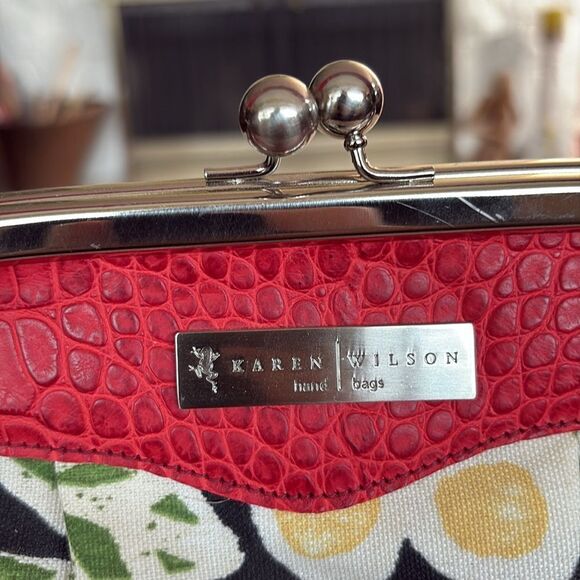 Rare Karen Wilson Limited Edition “Red Rose” Satchel Retro Style Bag - Picture 6 of 13